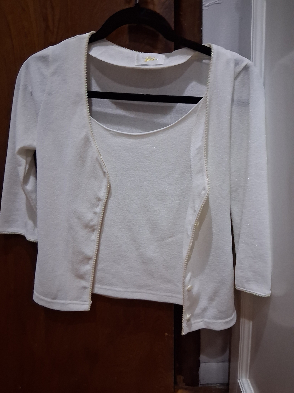 Women’s Cream Open-Front Knit Top with Tank - Unbranded